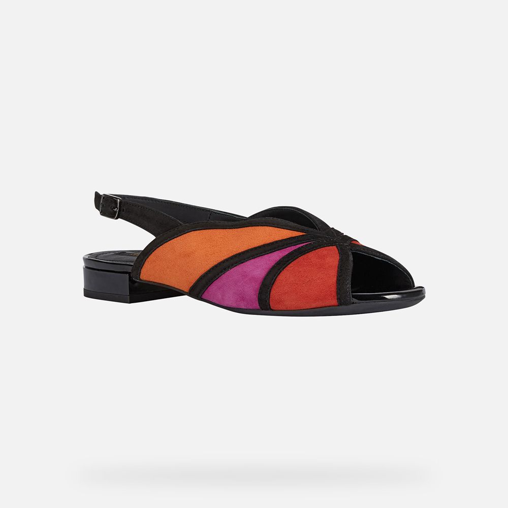 Sandalias Geox Senhora Laranja/Pretas - Wistrey - XDLIA1479